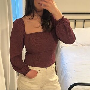 Abercrombie & Fitch Polk a Dot Puff Sleeve Blouse